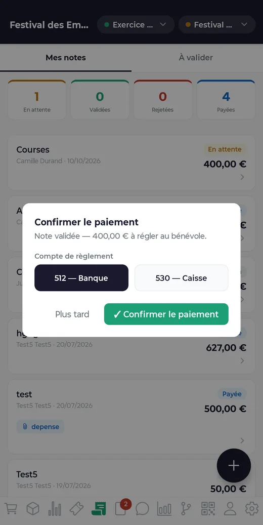 Confirmation du remboursement : banque ou caisse